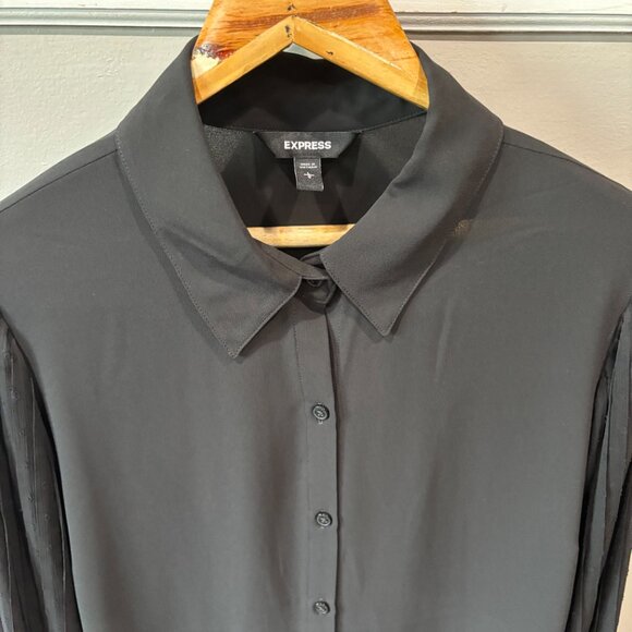 Express Black Button-Up Blouse - Picture 3 of 12